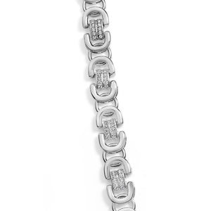 Sterling Silver 2 1/2 Cttw Diamond Eternity Men's Station Necklace-1