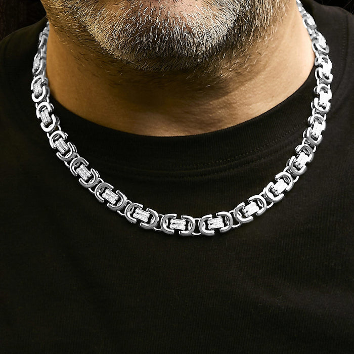 Sterling Silver 2 1/2 Cttw Diamond Eternity Men's Station Necklace