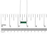Sterling Silver Diamond Accent and Green Agate Bar Pendant Necklace