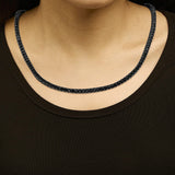 Men's Sterling Silver Black Onyx Tennis Necklace-2 thumbnail 3