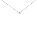 Sterling Silver Bezel Set Light Blue Aquamarine and Enamel Bead Chain Necklace-0