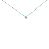 Sterling Silver Bezel Set Light Blue Aquamarine and Enamel Bead Chain Necklace-0 thumbnail 1