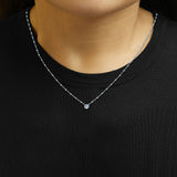 Sterling Silver Bezel Set Light Blue Aquamarine and Enamel Bead Chain Necklace-2 thumbnail 3