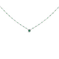 Sterling Silver Lab Created Emerald Bead Chain Necklace-0