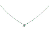Sterling Silver Lab Created Emerald Bead Chain Necklace-0 thumbnail 1