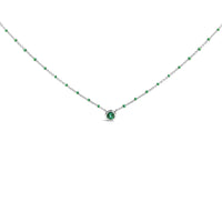 Sterling Silver Lab Created Emerald Bead Chain Necklace