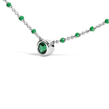 Sterling Silver Lab Created Emerald Bead Chain Necklace-3 thumbnail 4