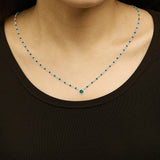 Sterling Silver Lab Created Emerald Bead Chain Necklace-2 thumbnail 3
