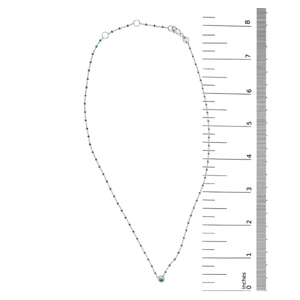 Sterling Silver Lab Created Emerald Bead Chain Necklace