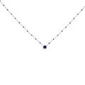 Sterling Silver Created Sapphire Bead Chain Necklace 18 Inch-0