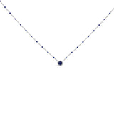 Sterling Silver Created Sapphire Bead Chain Necklace 18 Inch-0 thumbnail 1