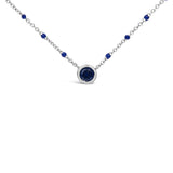 Sterling Silver Created Sapphire Bead Chain Necklace 18 Inch-1 thumbnail 2