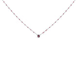 Sterling Silver Rhodolite Enamel Bead Chain Necklace 18 Inch-0 thumbnail 1