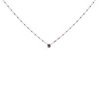 Sterling Silver Rhodolite Enamel Bead Chain Necklace 18 Inch