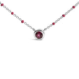 Sterling Silver Rhodolite Enamel Bead Chain Necklace 18 Inch-1 thumbnail 2