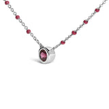 Sterling Silver Rhodolite Enamel Bead Chain Necklace 18 Inch-3 thumbnail 4