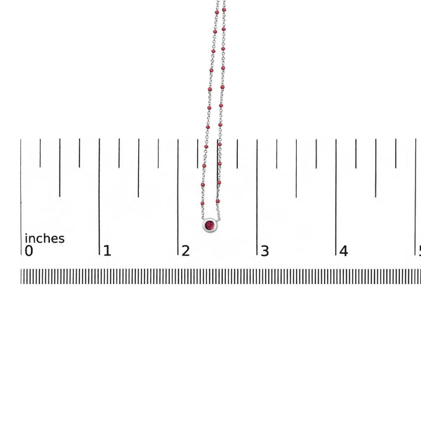 Sterling Silver Rhodolite Enamel Bead Chain Necklace 18 Inch