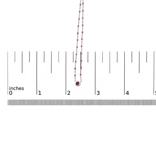 Sterling Silver Rhodolite Enamel Bead Chain Necklace 18 Inch