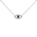 Sterling Silver 1/4 Cttw Blue and White Diamond Evil Eye Necklace-0