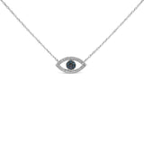 Sterling Silver 1/4 Cttw Blue and White Diamond Evil Eye Necklace-0 thumbnail 1