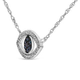 Sterling Silver 1/4 Cttw Blue and White Diamond Evil Eye Necklace-3 thumbnail 4