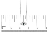 Sterling Silver 1/4 Cttw Blue and White Diamond Evil Eye Necklace