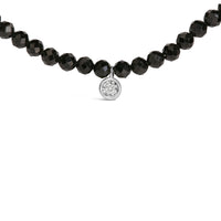 Sterling Silver Diamond Accent Black Spinel Bead Station Necklace
