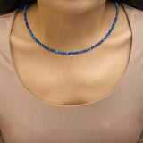 Sterling Silver Diamond Accent Blue Lapis Bead Station Necklace-2 thumbnail 3