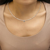 Sterling Silver Moonstone Bead Station Necklace with Diamond Accent-2 thumbnail 3