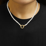 18K Yellow Gold Vermeil Pearl Strand Infinity Necklace-2 thumbnail 3