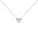 925 sterling silver necklace with diamond-shaped cluster of round diamond stones thumbnail 1