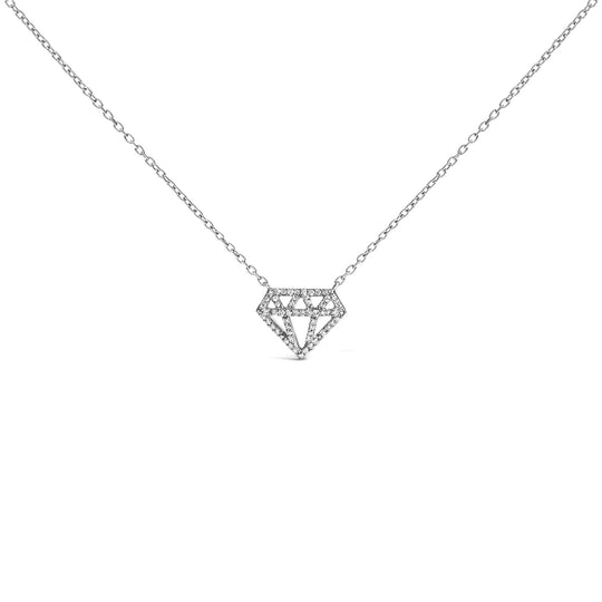 Sterling Silver 1/6 Cttw Diamond Shaped Diamond Pendant Necklace-0