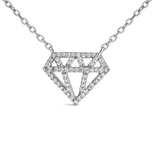Sterling Silver 1/6 Cttw Diamond Shaped Diamond Pendant Necklace-1