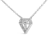 Sterling Silver 1/6 Cttw Diamond Shaped Diamond Pendant Necklace-3 thumbnail 4