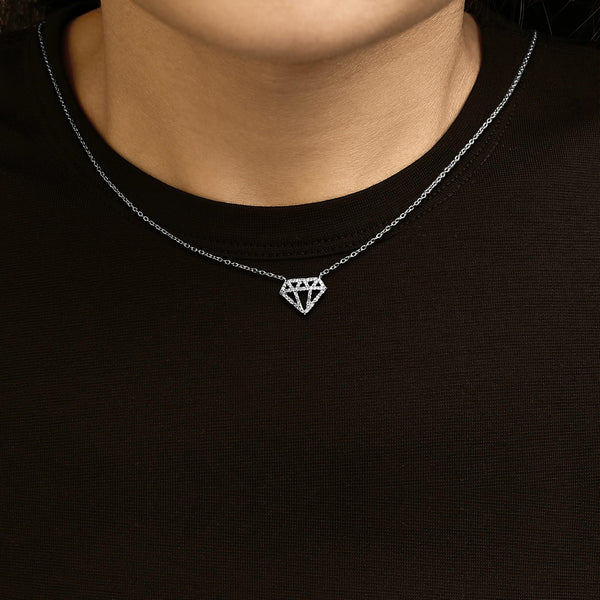 Sterling Silver 1/6 Cttw Diamond Shaped Diamond Pendant Necklace