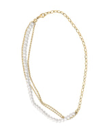 18K Yellow Gold Vermeil Cultured Pearl Strand Necklace with Rolo and Paperclip Chain-4 thumbnail 5