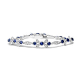 18K white gold bracelet with round diamond and blue sapphire stones thumbnail 1