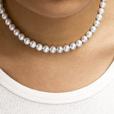 14K Gold 8.0x8.5mm Akoya Pearl Strand Necklace-4 thumbnail 5