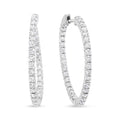18K white gold hoop earrings with round diamond stones inside and outside