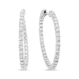 18K white gold hoop earrings with round diamond stones inside and outside thumbnail 1