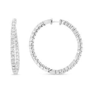 18K White Gold 3 5/8 Cttw Round Diamond Curved Inside-Outside Hoop Earrings (F-G Color, VS1-VS2 Clarity)-1