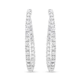 18K White Gold 3 5/8 Cttw Round Diamond Curved Inside-Outside Hoop Earrings (F-G Color, VS1-VS2 Clarity)-3 thumbnail 4