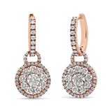 18K Rose Gold 1 1/2 Cttw Round Shaped Diamond Composite Drop and Dangle Leverback Earrings (F-G Color, VS1-VS2 Clarity)-1 thumbnail 2