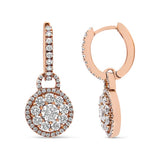 18K Rose Gold 1 1/2 Cttw Round Shaped Diamond Composite Drop and Dangle Leverback Earrings (F-G Color, VS1-VS2 Clarity)-3 thumbnail 4