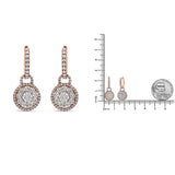 18K Rose Gold 1 1/2 Cttw Round Shaped Diamond Composite Drop and Dangle Leverback Earrings (F-G Color, VS1-VS2 Clarity)-4 thumbnail 5