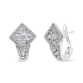 18K white gold huggie earrings with round diamond stones in halo setting