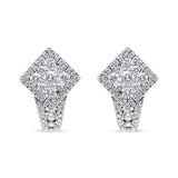 18K White Gold 1 1/10 Cttw Round Diamond Cluster with Halo Hoop Huggie Earring (F-G Color, VS1-VS2 Clarity)-1 thumbnail 2
