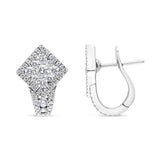 18K White Gold 1 1/10 Cttw Round Diamond Cluster with Halo Hoop Huggie Earring (F-G Color, VS1-VS2 Clarity)-3 thumbnail 4