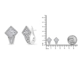 18K White Gold 1 1/10 Cttw Round Diamond Cluster with Halo Hoop Huggie Earring (F-G Color, VS1-VS2 Clarity)-4 thumbnail 5