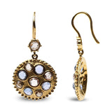 18K Yellow Gold 1 2/3 Cttw Diamond and Blue Sapphire Bezel Set Gemstone Cluster Medallion Dangle Earrings (Brown and G-H Color, SI1-SI2 Clarity)-2 thumbnail 3